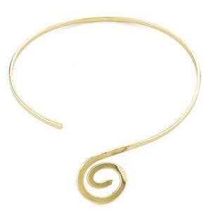 Yellow Gold Plate Coiled Center Choker Necklace